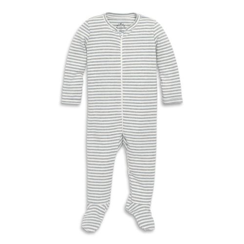 Primary Kids Baby Organic Zip Footie In Stripe
