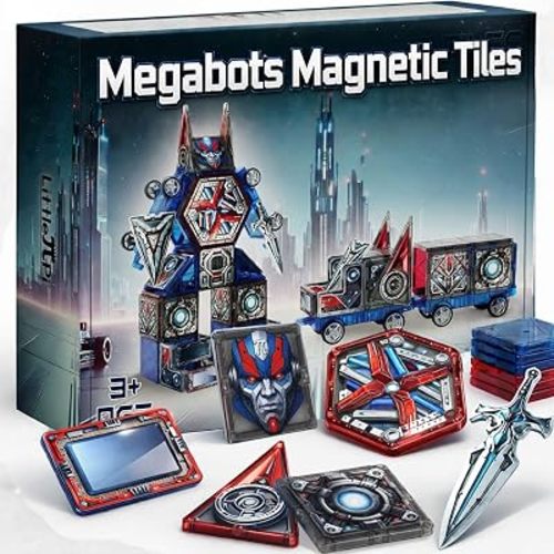 Little Pi Transformer Toys MegaBots Magnetic Tiles, Transforming Robot Toy