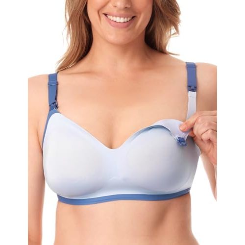 Momcozy Nursing Bras for Breastfeeding, Comfort V Neck maternity bra Color Party Seamless maternity bras for pregnancy