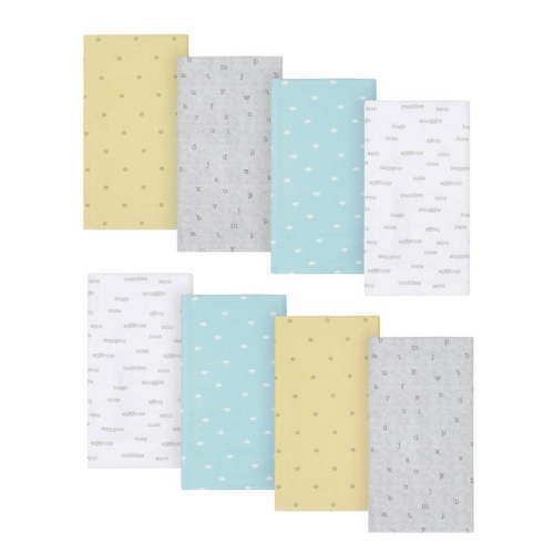 Gerber Baby Boy or Girl Gender Neutral Flannel Burp Cloths, 8-Pack