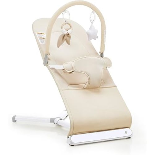 Lilian&Gema Baby Bouncer, 2-Height Adjustable Baby Bouncer Seat for Babies 0-6 Months, Infant Bouncer Seat with Hanging Toys& Carry Bag, No Assembly