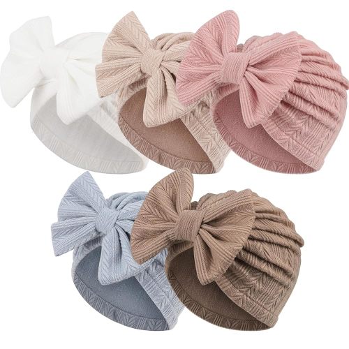 Newborn Baby Girl Hats with Bow Toddler Infant Beanie Cap Newborn Hospital Hats for Baby Girl Kid 3-12 Months