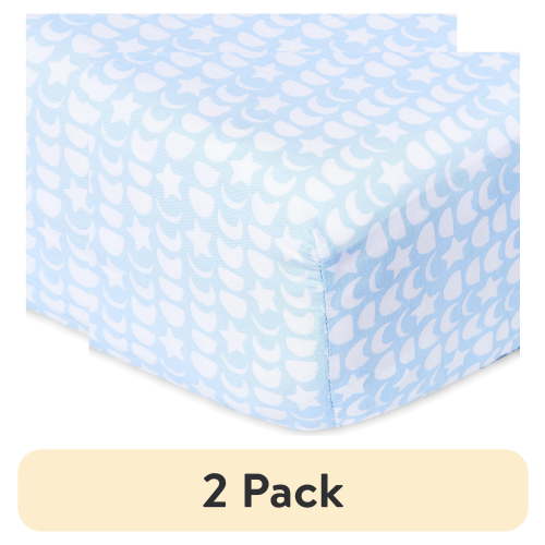 (2 pack) Parent's Choice 100% Cotton Infant Fitted Crib Sheet, Blue Moon Phases