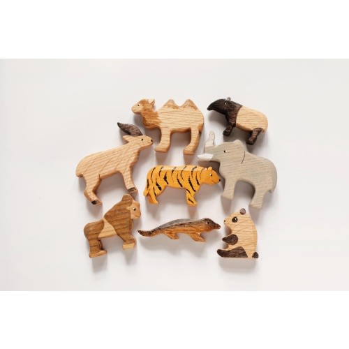 Montessori Wooden Asian Animals Set | Educational Toy for Kids | Handcrafted Oak Figurines | Nature-Inspired Gift