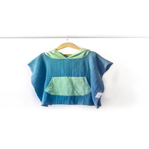 Hooded Poncho - Evergreen & Riverstone (2-4 Years)