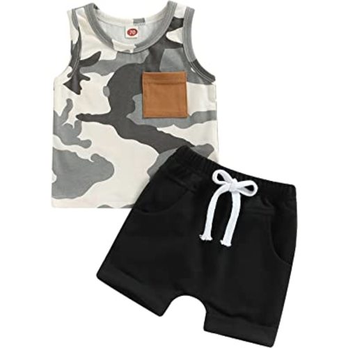 Karwuiio Toddler Baby Boys Outfit Sleeveless Vest Tank Tops Casual Shorts Sets 2PCS Summer Baby Clothes