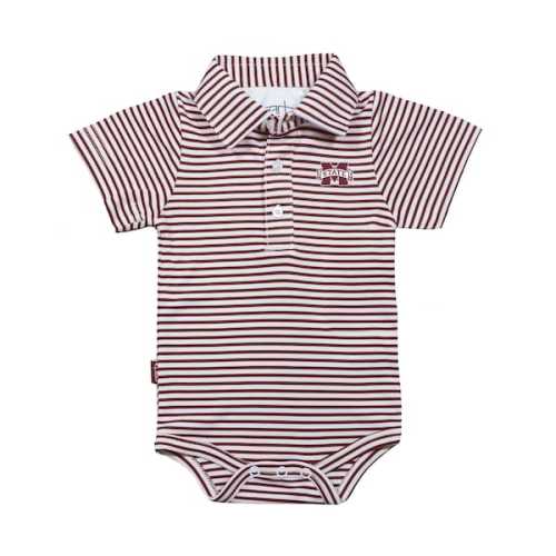 Mississippi State Bulldogs Garb Infant Carson Polo Bodysuit - Maroon/White