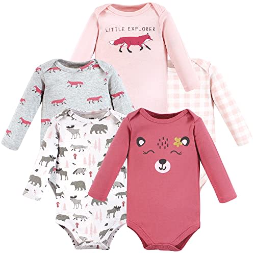 Hudson Baby baby-girls Cotton Long-sleeve Bodysuits 5-pack