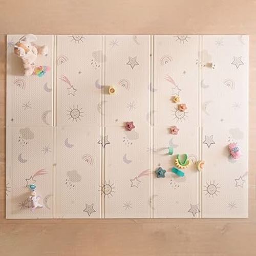 Nuby Reversible Baby Floor Mat - Foldable and Lightweight Baby Play Mat for Floor - Easy Storage and Travel - Stars and Sky