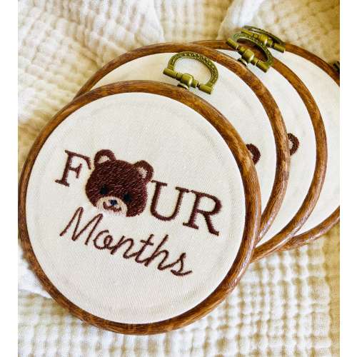 Milestone Discs, Baby Monthly Milestone Hoops, Bear inspired baby nursery Decor, Baby Shower Gift, Neural Baby Keepsake photo prop, Gift for