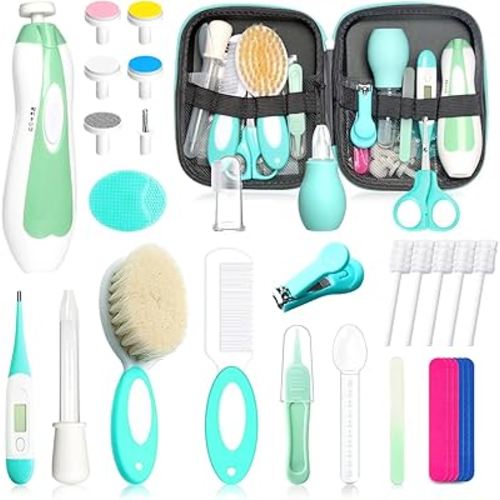 Baby Healthcare and Grooming Kit for Newborn Kids, 31PCS Upgraded Safety Baby Care Kit, Newborn Nursery Health Care Set, Baby Care Products (Green)