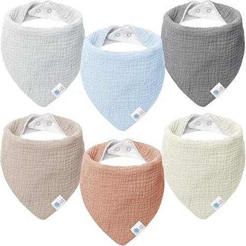 lulumoon Muslin Baby Bibs 100% Cotton Baby Bandana Drool Bibs for Teething and Drooling