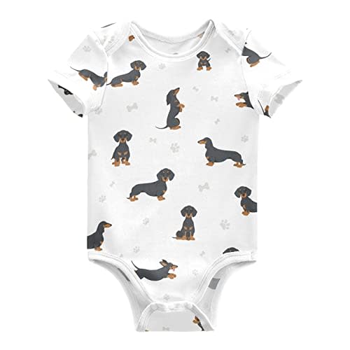 vvfelixl Baby Girls' Bodysuits Black Pug White Short Sleeve Cotton Baby Clothes For Girls 0-24 Months