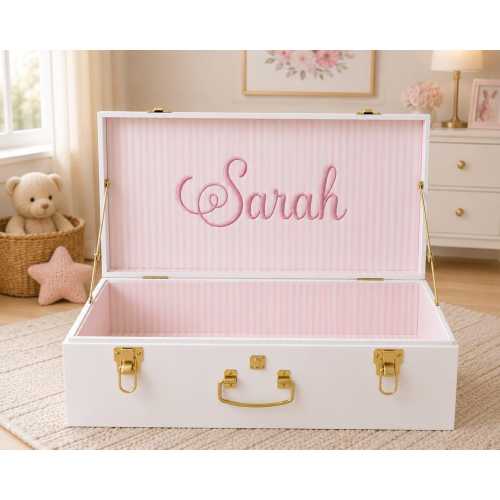 Personalized Keepsake Memory Box | Custom Baby Memory Trunk | Embroidered Baby Keepsake Chest | Baby Shower Gift | Nursery Decor