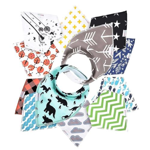 Baby Bandana Bibs 12 Pack - Organic Baby Bib for Boy and Girls, Soft and Stylish Drool Bibs for Teething and Drooling, Ultra Absorbent for Unisex