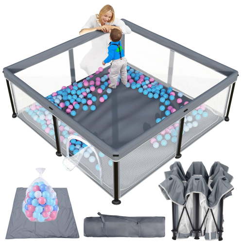 G TALECO GEAR Large Baby Playpen, Children's Safety Center, Foldable & Portable, Gray