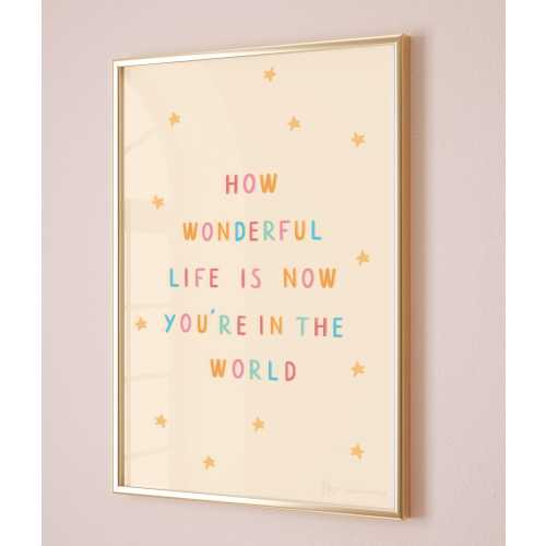 How Wonderful Life Is Nursery Print | Cream A3