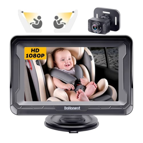 DoHonest Baby Car Camera HD 1080P - Rear-Facing Car Baby Monitor with Night Vision, Adjustable View Angle, Easy Setup, Anti-Glare Display, Safety for Kids & Infants