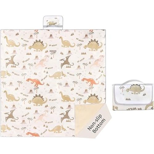 Insular Baby Splat Mat for Under High Chair/Arts/Crafts, Anti Slip and Waterproof Splash Mat for Floor, Portable Picnic Mat, 51x51 Inch, Dinosaur