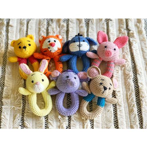 Winnie The Pooh Rattle/ Baby Rattle/ Nursery Toy/ Baby Toy/Teething Toy/ Single/Set of 2,4,8
