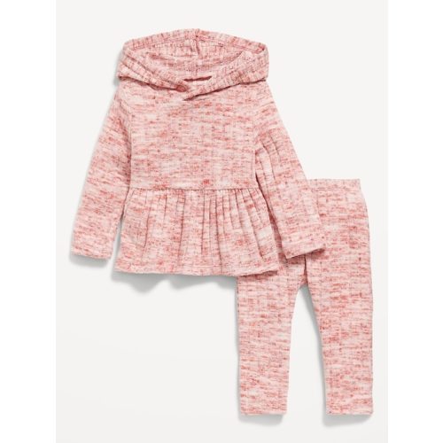 Long-Sleeve Hooded Peplum Top and Leggings Set for Baby