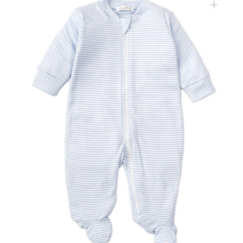 Blue Simple Stripes Pajama Zip Footie