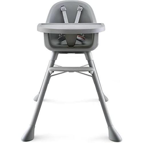HARPPA 2 in 1 Baby High Chair for Babies and Toddlers, Convertible High Chairs with Removable Double Tray, Waterproof PU Seat Cushion, Anti-Slip Footrest and 5-Point Harness for 6–36 Months, Grey