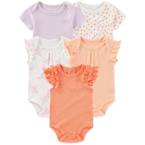 Four Seasons Baby Boy Girl Bodysuits 5-Pack Cotton Comfort Short Sleeve Baby Clothes Soft Infant Outfits