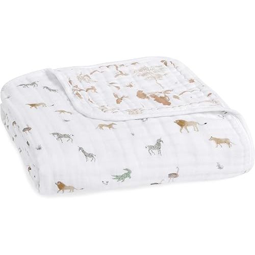 aden + anais 100% Organic Cotton Muslin Baby Blanket Crib Bedding for Newborn Baby and Toddler, Nursery Blanket for Boys and Girls, Baby Registry and Shower Gift, Safari Dreams