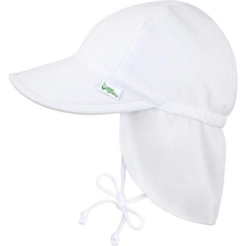i play. by green sprouts Baby & Toddler Breathable Flap Hat All-day, UPF 50+ sun protection Wet or Dry - 9-18 Months - White