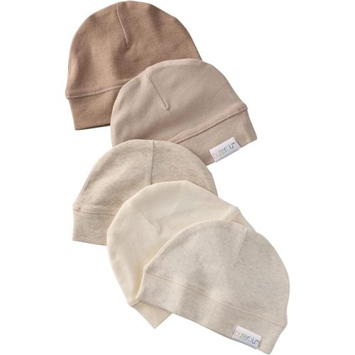 Charlie 5-Pack Caps 100% Organic Cotton Beanie Hats for Newborn and Baby Girls, Boys, Unisex​