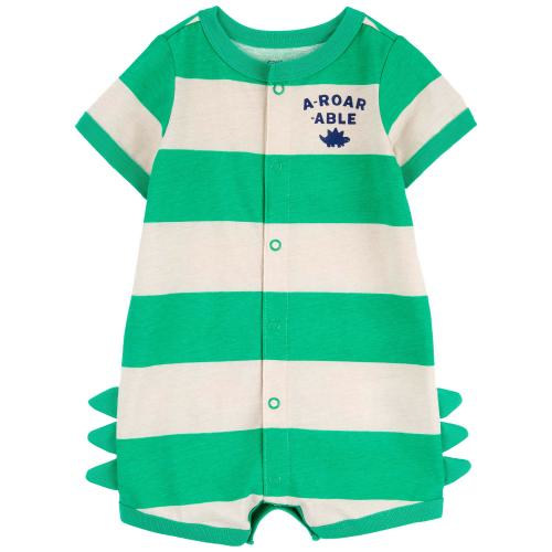 Baby A-Roar-Able Striped Snap-Up Romper - Style,Green