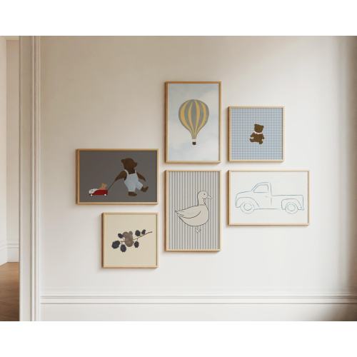 Boy Nursery Gallery Wall Set of 6 Boy&#39;s Room Print Set Adventure Nursery Teddy Bear Wall Art Blue Truck Print Hot Air Balloon Nursery Art