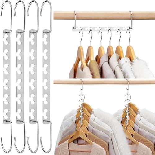 HOUSE DAY Space Saving Hangers for Clothes 6 Pack, Heavy Duty Hanger Organizer | 30 Lbs Capacity |, Metal Magic Hanger, Sturdy Multi Hangers, Closet Space Saver Hangers Closet Organizers and Storage