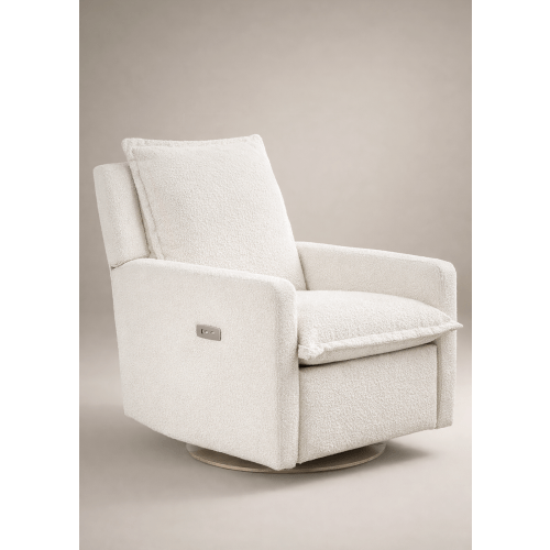 High Performance Bouclé Oyster | Flynn | Swivel Nursery Recliner | Oilo™ Studio