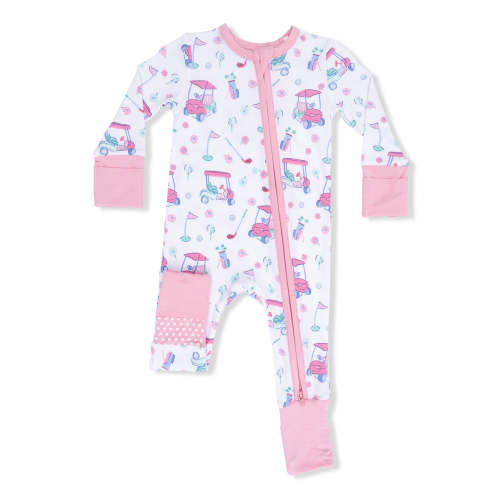 2-Way Zip Romper, Golf Carts and Flowers