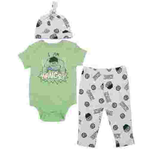 Marvel Avengers Hulk Infant Baby Boys 3 Piece Outfit Set: Cuddly Bodysuit Pants Hat green / Gray 18 Months