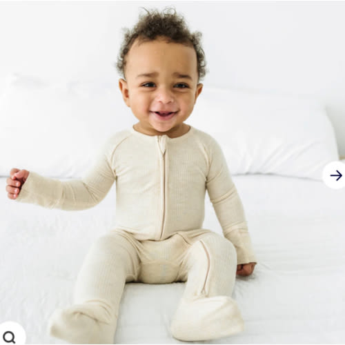 Heather Oatmeal Ribbed Zippy - Little Sleepies