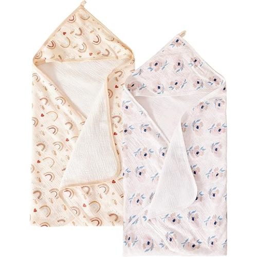 2-Pack Hooded Baby Towels for Newborn & Toddler | 32x32 Inches,Soft & Absorbent Bath Towel Nursery Essential(Koala)