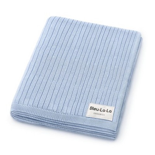 Bleu La La 100% Luxury Organic Cotton Ribbed Baby Swaddle Blanket for Newborn and Infant Boys and Girls - Sky Blue
