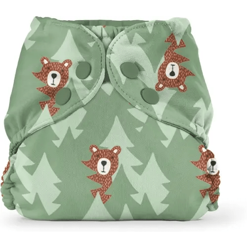Esembly Cloth Diaper Outer, Waterproof Cloth Diaper Cover, Swim Diaper, Leak-Proof and Breathable Layer Over Prefolds, Flats or Fitteds, Reusable Diaper with Snap Closure, Size 1, Peek-a-Bear