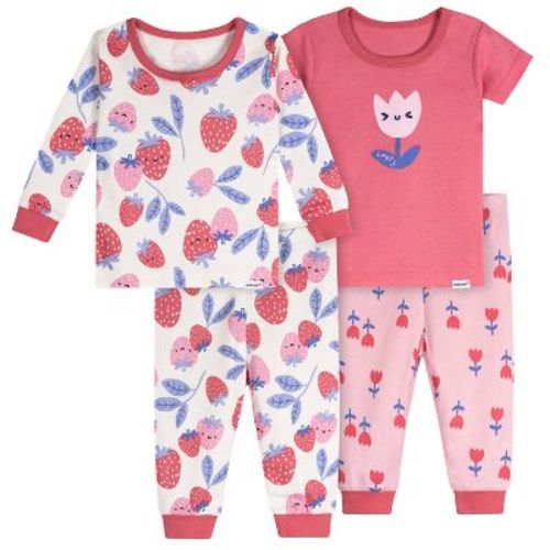 Onesies Brand Baby Girls' 4-piece Pajamas Sets, Flowers, 12 Months