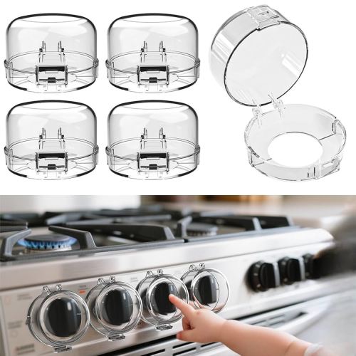Stove knob Safety Covers for Child Upgraded Unlock Universal Size with Adult Two-Finger, Dual-Key Press Gas Stove Knob Locks Water Resistant Oil Resistant and High Temperature Resistant(5 Pack)