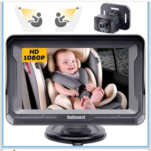 DoHonest Baby Car Camera HD 1080P - Rear-Facing Car Baby Monitor with Night Vision, Adjustable View Angle, Easy Setup, Anti-Glare Display, Safety for Kids & Infants