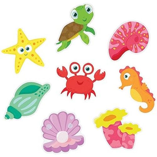 Glo Pals Grips Textured Non-Slip Bathtub Stickers, 8 Extra Large Fun Kids Anti Slip Bath Decals (Guppy)