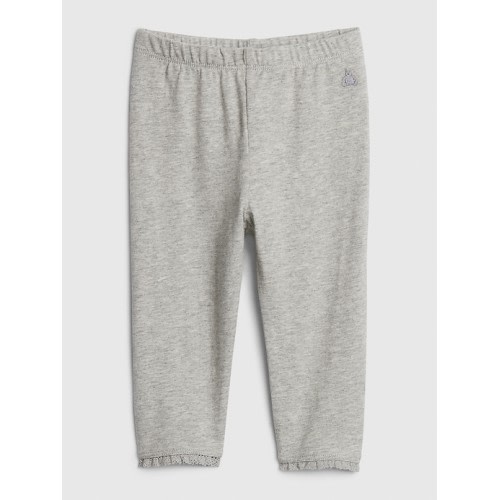 Baby Lace-Trim Leggings in light heather gray, size: 6-12 M