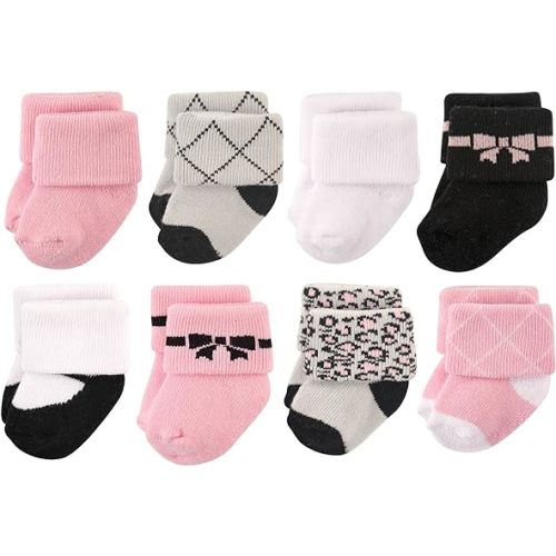 Hudson Baby Baby Girls' Cotton Rich Newborn and Terry Socks