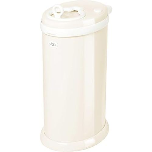 Ubbi Steel Diaper Pail, Odor Locking, No Special Bag Required, Award-Winning, Registry Must-Have, Ivory