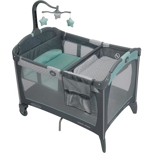Graco Pack and Play Change 'n Carry Playard | Includes Portable Changing Pad, Manor, 40x28.5x29 Inch (Pack of 1)