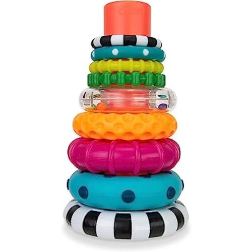 Sassy Stacks of Circles Stacking Ring STEM Learning Toy, Age 6+ Months, Multi, 9 Piece Set
